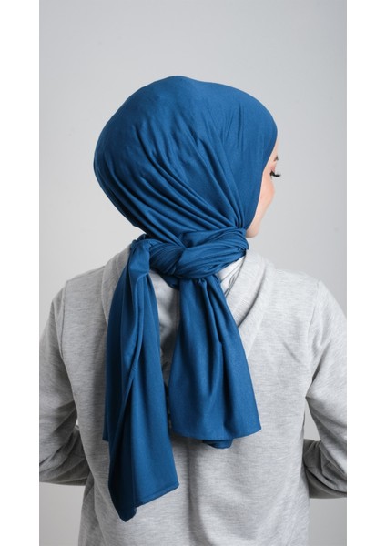 Petrol Mavisi Pratik Hazır Geçmeli Şal Viskon Kumaş Penye Şal 2108_17 modelleri