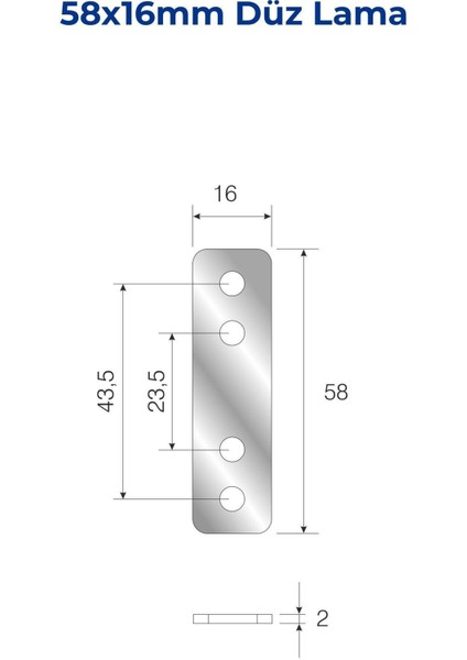 Düz Sac 2mm 16X58MM Çinko