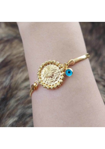 Göz Boncuklu Reşat Çeyrekli Altın Bileklik