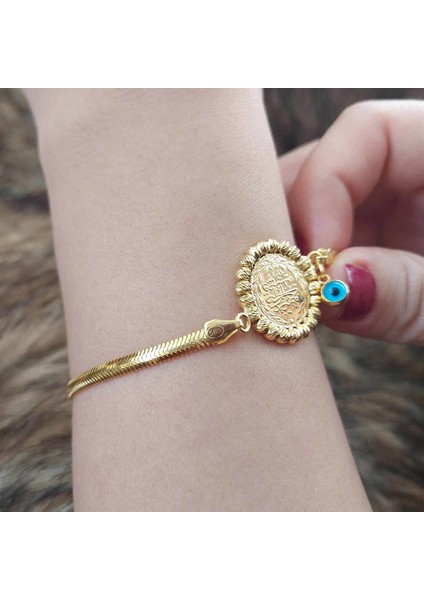 Göz Boncuklu Reşat Çeyrekli Altın Bileklik modelleri