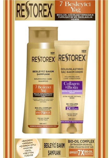 7 Besleyici Yağ Şampuan 500 Ml+Dolgunlaştırıcı Saç Bakım Kremi 250 Ml