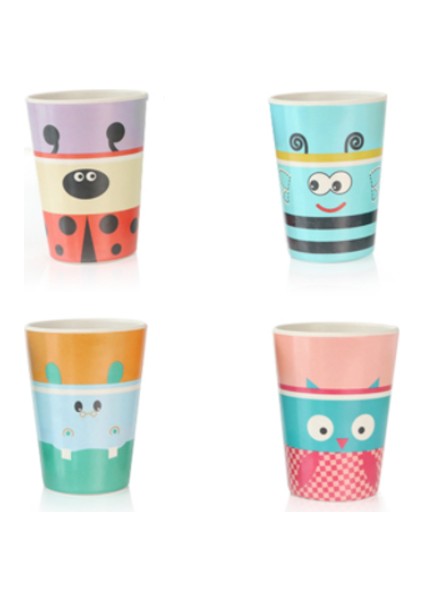 4 Adet Çocuk Bardak Set Doğal Bambu Fiber Bebek Fincan Termosu (Yurt Dışından)