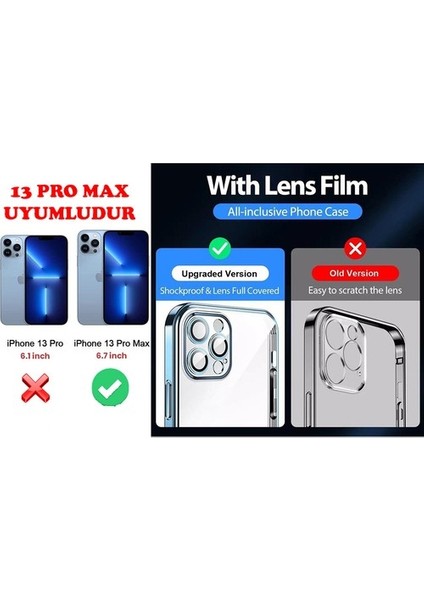 iPhone 13 Pro Max Kılıf 3D Kamera ve Lens Korumalı Ultra Lüks Razer Platin Case