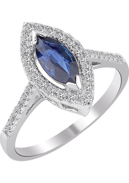 0.23 Karat Pırlantalı Safir Markiz Yüzük PY093