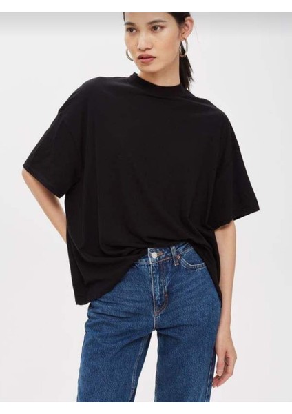 Siyah Oversize Düz Tişört