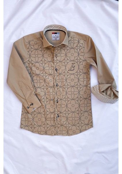 Büyük Çiçek Baskılı Pembe Çocuk Gömleği