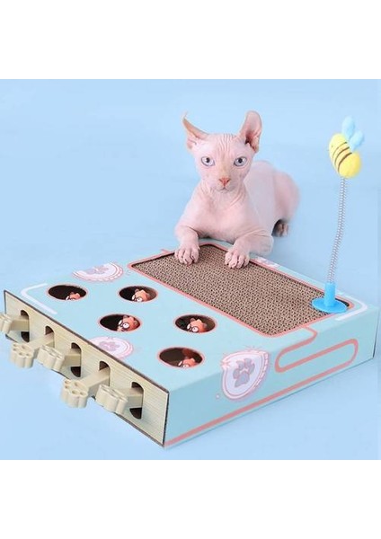 Pet Masif Ahşap Whack-A-Mole Oyuncak, Oluklu Kedi Çizme Tahtası Komik Kedi Oyuncak (Yurt Dışından)