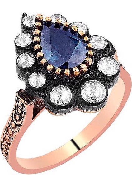 0.32 Karat Elmaslı Süzme Safir Yüzük EY288