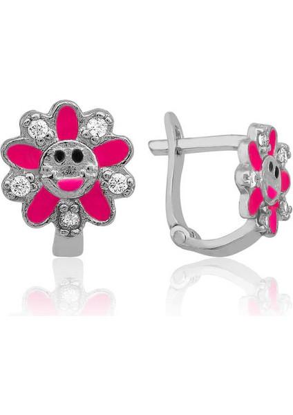 Gümüş Pembe Papatya Çocuk Küpesi fiyatları