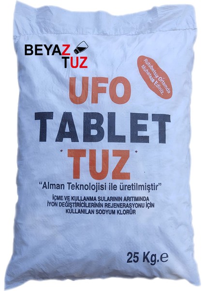 Beyaz Tuz Ufo Tablet Sodyum Klorür Arıtma Tuzu 25 kg