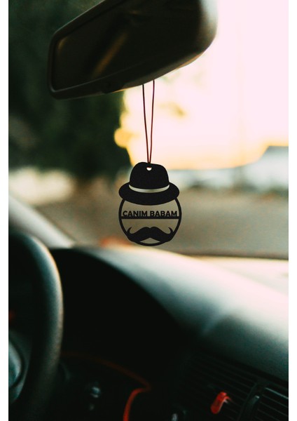 Metal Araba Süsü Canım Babam Motif Dikiz Aynası Süsü Hediyelik