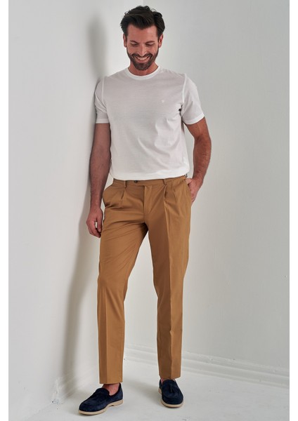 Erkek 4 Cepli Gabardin Spor Pantolon CAMEL PNS22Y22102_D70