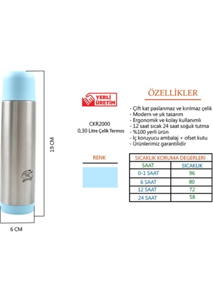 Paslanmaz Çelik Termos 300 ml - CKR2000