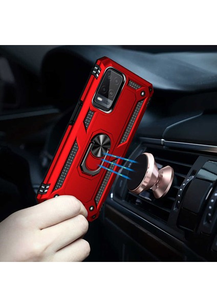 Oppo A54 4g Kılıf Vega Tank Sert Yüzüklü Standlı Zırh Koruma Kapak