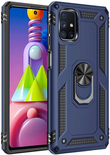 Galaxy M51 Kılıf Vega Tank Sert Yüzüklü Standlı Zırh Koruma Kapak