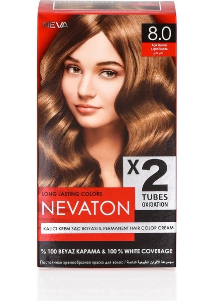 Kalıcı Krem Saç Boyası 8.0 Açık Kumral (Bir Kutuda 2 Boyama)