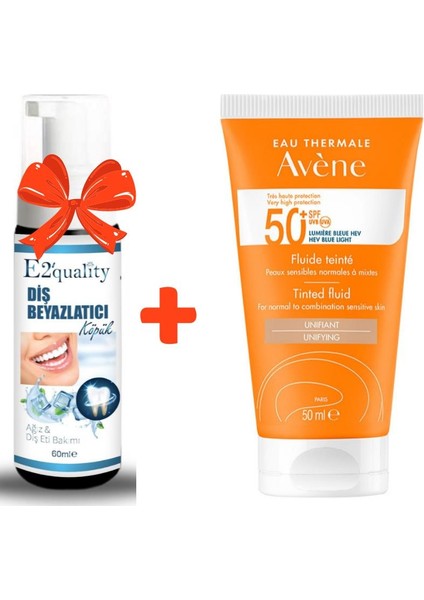 Avene E2'quality Diş Beyazlatıcı Köpük + Avene Solaire Spf 50+ Tinted Fluid 50 ml