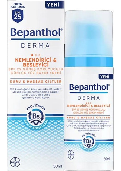 Derma Nemlendirici ve Besleyici Spf 25 Yüz Bakım Kremi 50 ml