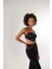 Askılı Saten Shery Crop Siyah 4