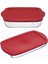 Borcam Kırmızı Kapaklı Kare ve Dikdörtgen Saklama Kabı 2 Adet 2
