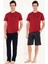 12005 Erkek 3'Lü Erkek Şort Pijama Takımı - Bordo 1