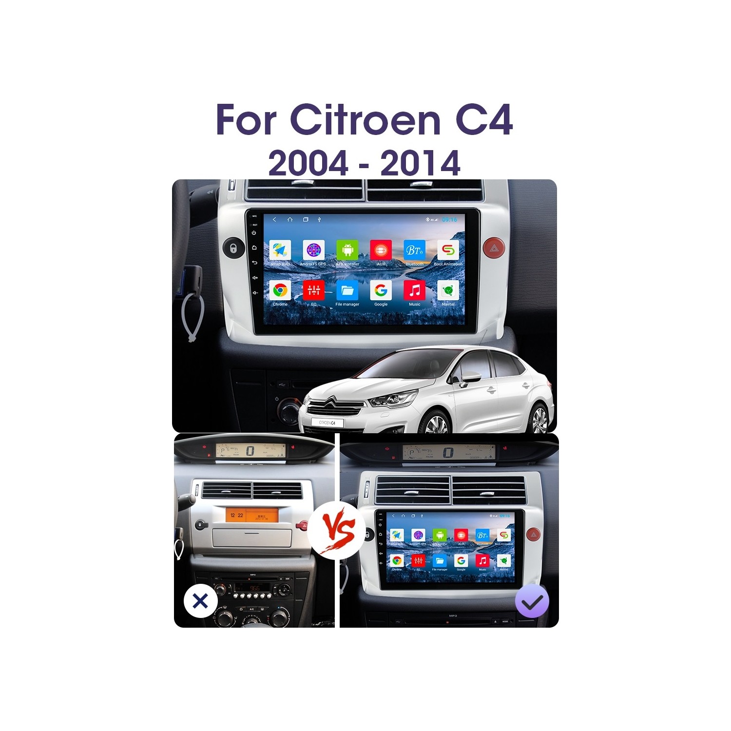 Citroen C4 Android Multimedya 9 Inc Hd IPS Ekran 2gb Ram Fiyatı