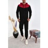 3Moda Erkek Kırmızı Scuba Dalgıç Kumaş Fermuarlı Eşofman Takımı