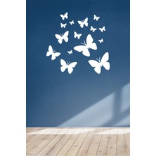 Mıgnatıs Farklı Ebat ve Çeşitte Kelebekler Butterfly 60 x 44 cm Duvar Sticker - Beyaz