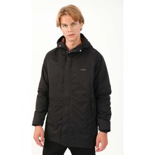 Maraton Regular Erkek Kapüşonlu  Siyah-Taba Parka