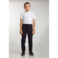 Mavimoure Çocuk Beli Ribanalı Tam Lastikli Kanvas Kumaş Okul Pantolon