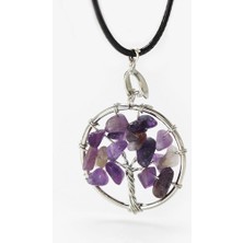 Takı Dükkanı 7 Çakra Hayat Ağacı Doğal Taş Kolye Ip Zincirli BBK40