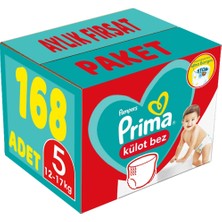 Prima Külot Bebek Bezi Beden:5 (12-17KG) Junior 168 Adet Aylık Fırsat Pk