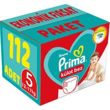 Prima Külot Bebek Bezi Beden:5 (12-17KG) Junior 112 Adet Ekonomik Fırsat Pk