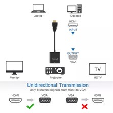 Batcell HDMI To VGA Dönüştürücü Çevirici Ekran Görüntü Aktarıcı Monitör Görüntü Analog Adaptör