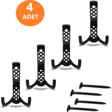 Nobel 4 Adet Metal Mat Siyah Büyük Askılık