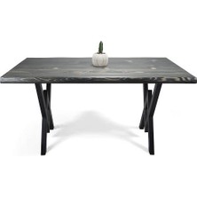 Entema Doğal Ağaç Masif Kütük Masa Yemek Masası (Metal Ayak) 60CM x 150CM