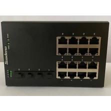 Scodeno Scodone 16 Port Bakır 16*10/100/1000 4*10G Port Fiber Girişli 20 Port Endüstriyel Yönetilebilir Poe Switch