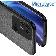 Microcase Xiaomi Poco C40 Fabrik Kumaş ve Deri Desen Kılıf - Gri