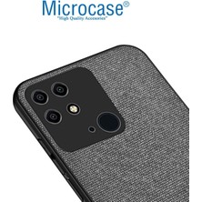 Microcase Xiaomi Poco C40 Fabrik Kumaş ve Deri Desen Kılıf - Gri