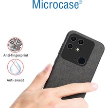 Microcase Xiaomi Poco C40 Fabrik Kumaş ve Deri Desen Kılıf - Gri