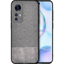 Microcase Xiaomi Mi 12S Pro Fabrik Kumaş ve Deri Desen Kılıf - Gri