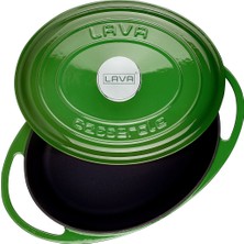 Lava Döküm Oval Tencere Ölçü 22X28CM Yeşil