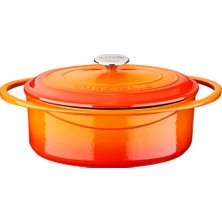 Lava Döküm Oval Tencere Ölçü 22X28CM Turuncu