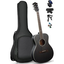 Midex XC-250BK Profesyonel Akustik Gitar 4/4 Yetişkin Üst Segment (Gigbag Çanta Tuner Capo Askı Pena)