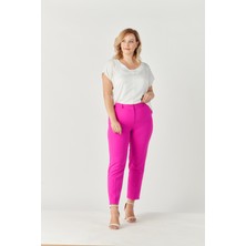 Moda Berray 301 Kadın Cepli Krep Büyük Beden Krep Pantolon Fuşya