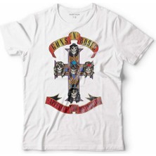 Kendim Seçtim Guns N And Roses Gun Gül ve Kan  Çocuk Tişört Beyaz