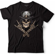 Kendim Seçtim Skull Korsan Kuru Kafa Rock Zafer Işareti Metallıca Çocuk Tişört Siyah