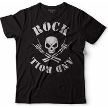Kendim Seçtim Rockn Roll Symbol Rock Işareti Kuru Kafa Skull Çocuk Tişört Siyah