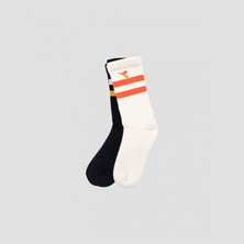 Diadora 2 Pack Striped Crew Socks W Krem Renk Siyah Kadın 2li Çorap - D202014-976