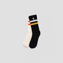 Diadora 2 Pack Striped Crew Socks W Krem Renk Siyah Kadın 2li Çorap - D202014-976